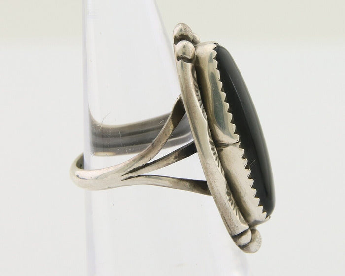 Navajo Handmade Ring 925 Silver Black Onyx Artist Signed SC C.80's
