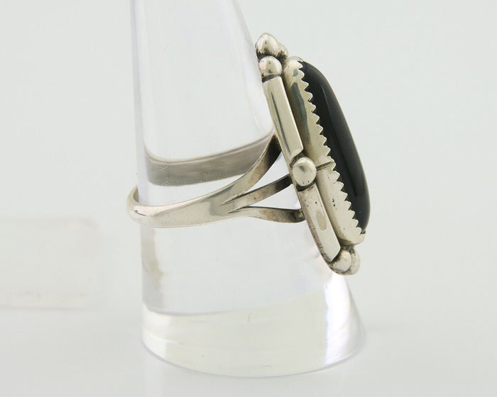 Navajo Handmade Ring 925 Silver Black Onyx Artist Signed SC C.80's