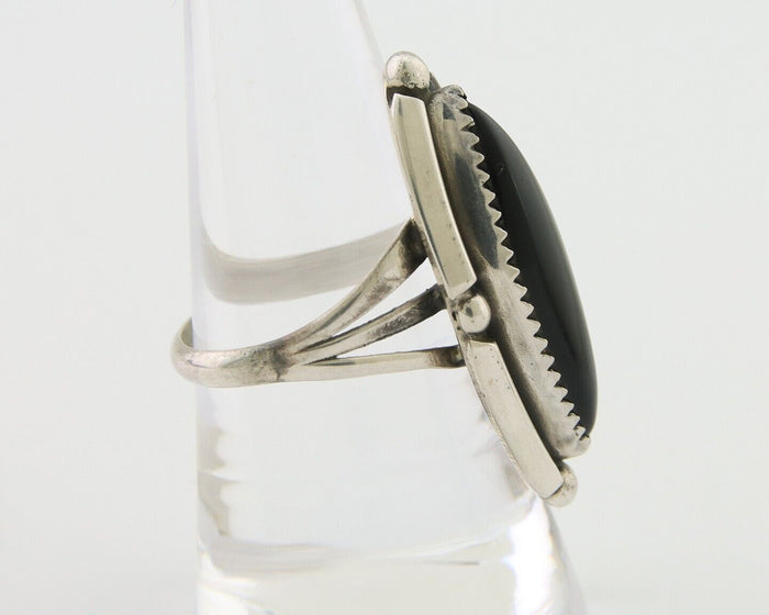 Navajo Handmade Ring 925 Silver Black Onyx Artist Signed SC C.80's