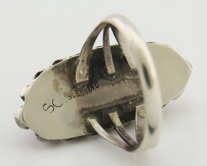Navajo Handmade Ring 925 Silver Black Onyx Artist Signed SC C.80's