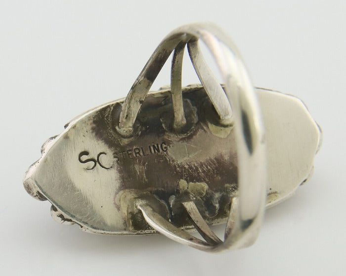 Navajo Handmade Ring 925 Silver Black Onyx Artist Signed SC C.80's