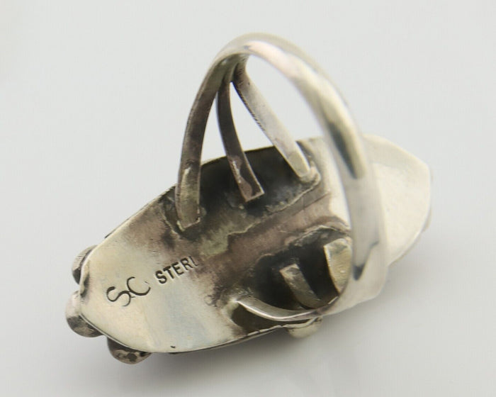 Navajo Handmade Ring 925 Silver Black Onyx Artist Signed SC C.80's