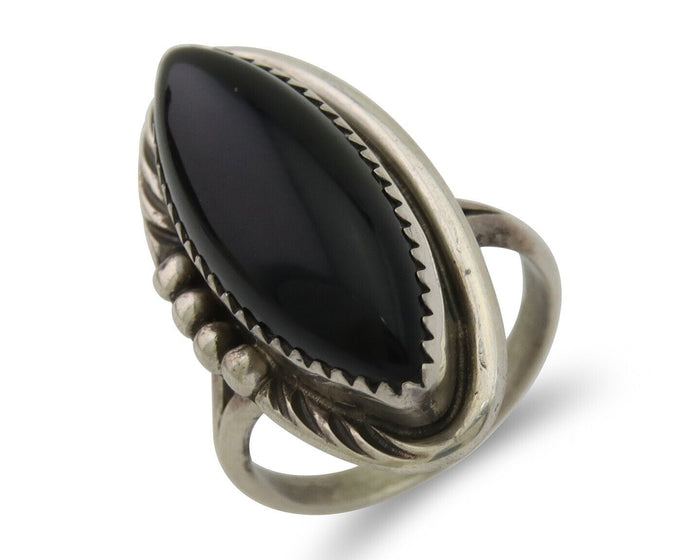 Navajo Handmade Ring 925 Silver Black Onyx Native American Artist C.80's