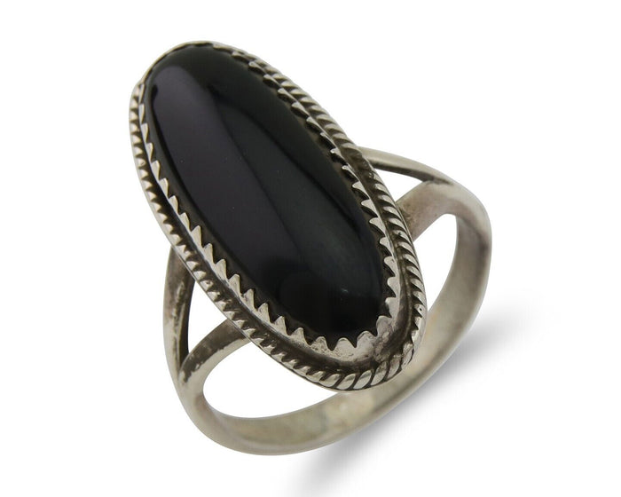 Navajo Handmade Ring 925 Silver Black Onyx Native American Artist C.80's