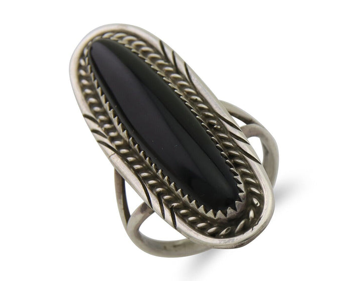 Navajo Handmade Ring 925 Silver Black Onyx Native American Artist C.80's