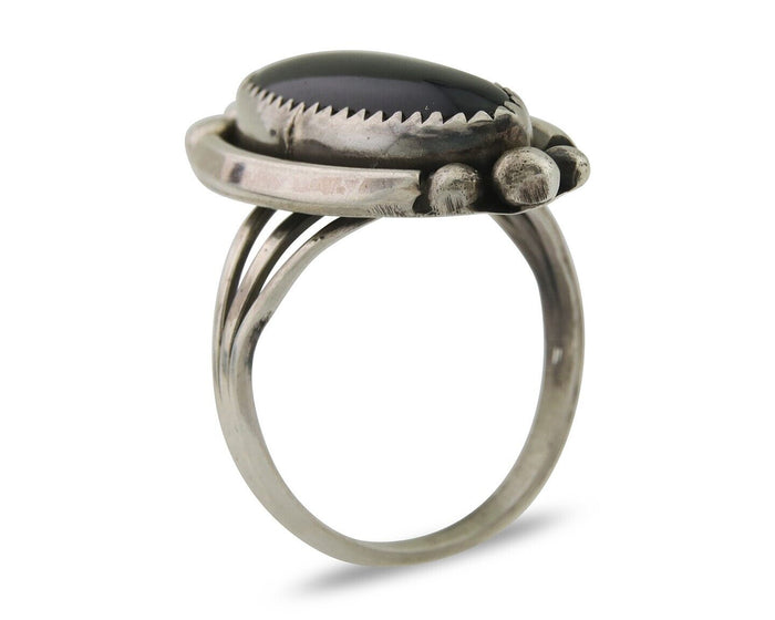 Navajo Handmade Ring 925 Silver Black Onyx Native American Artist C.80's