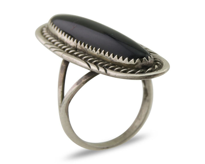 Navajo Handmade Ring 925 Silver Black Onyx Native American Artist C.80's
