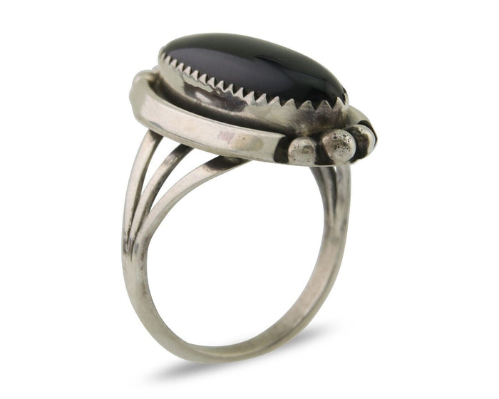 Navajo Handmade Ring 925 Silver Black Onyx Native American Artist C.80's
