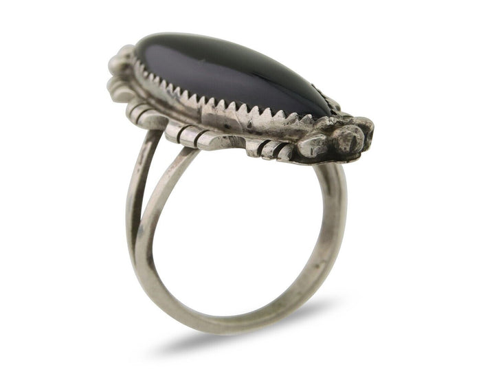 Navajo Handmade Ring 925 Silver Black Onyx Native American Artist C.80's