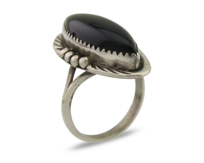 Navajo Handmade Ring 925 Silver Black Onyx Native American Artist C.80's