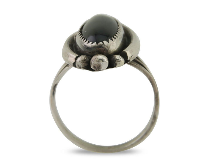 Navajo Handmade Ring 925 Silver Black Onyx Native American Artist C.80's