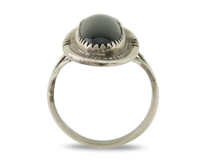 Navajo Handmade Ring 925 Silver Black Onyx Native American Artist C.80's