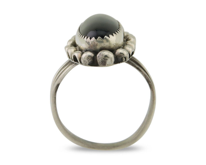 Navajo Handmade Ring 925 Silver Black Onyx Native American Artist C.80's