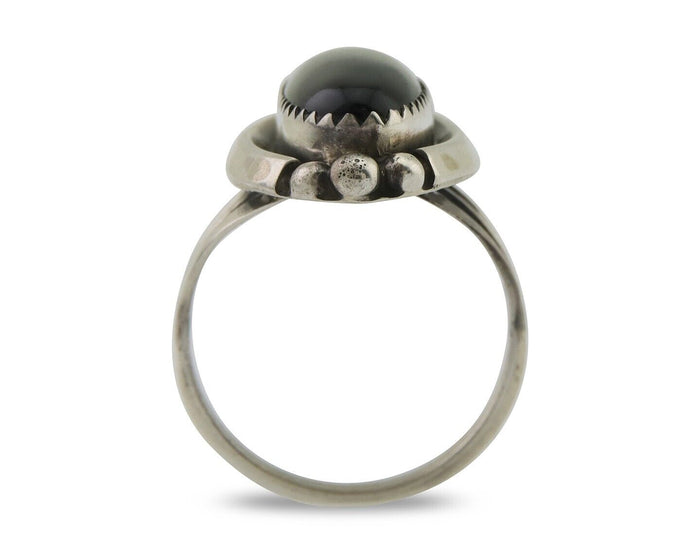 Navajo Handmade Ring 925 Silver Black Onyx Native American Artist C.80's