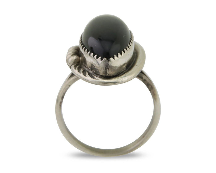 Navajo Handmade Ring 925 Silver Black Onyx Native American Artist C.80's