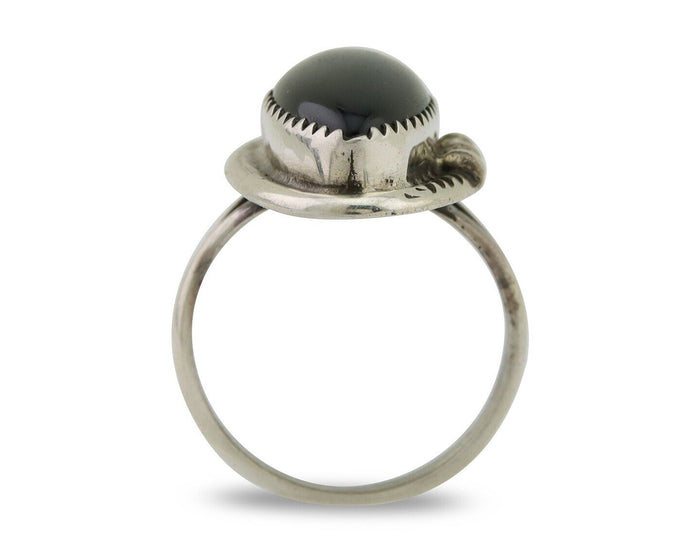 Navajo Handmade Ring 925 Silver Black Onyx Native American Artist C.80's
