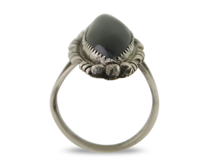 Navajo Handmade Ring 925 Silver Black Onyx Native American Artist C.80's