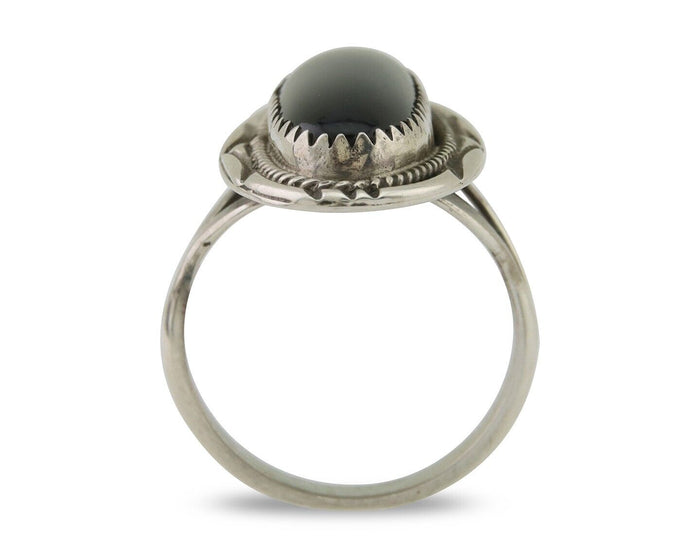 Navajo Handmade Ring 925 Silver Black Onyx Native American Artist C.80's