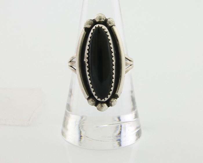 Navajo Handmade Ring 925 Silver Black Onyx Native American Artist C.80's