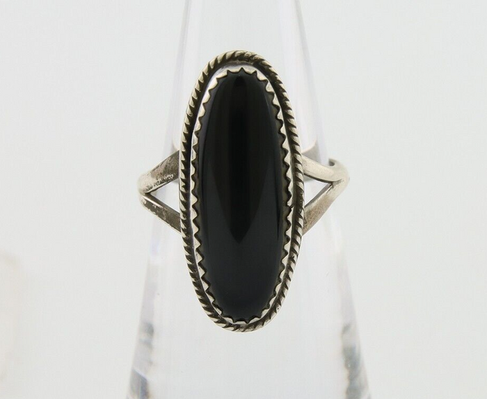 Navajo Handmade Ring 925 Silver Black Onyx Native American Artist C.80's