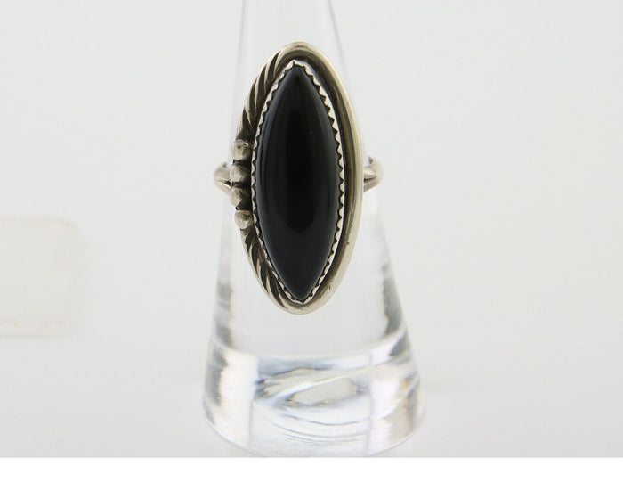 Navajo Handmade Ring 925 Silver Black Onyx Native American Artist C.80's