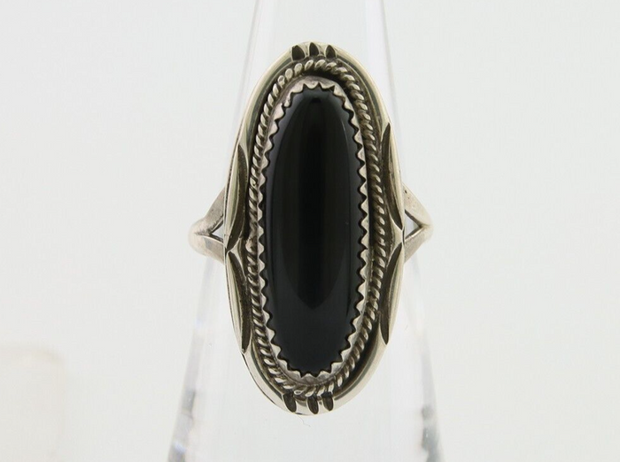 Navajo Handmade Ring 925 Silver Black Onyx Native American Artist C.80's