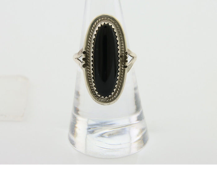 Navajo Handmade Ring 925 Silver Black Onyx Native American Artist C.80's