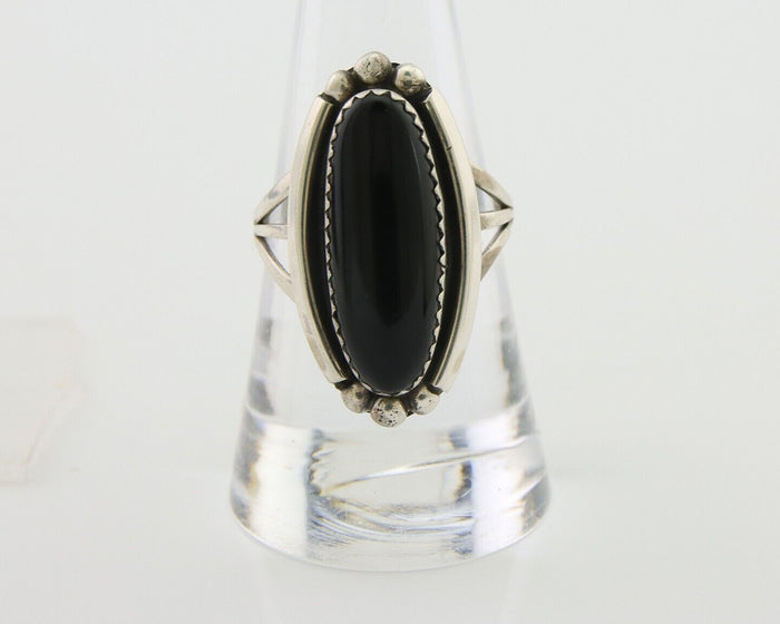 Navajo Handmade Ring 925 Silver Black Onyx Native American Artist C.80's