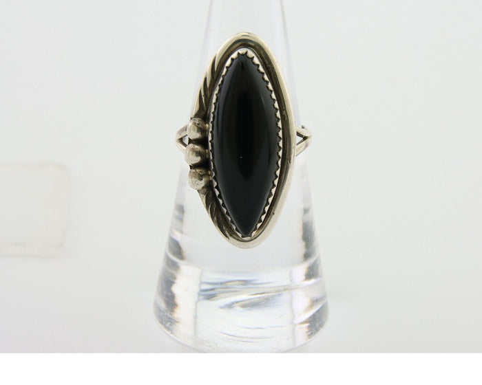 Navajo Handmade Ring 925 Silver Black Onyx Native American Artist C.80's