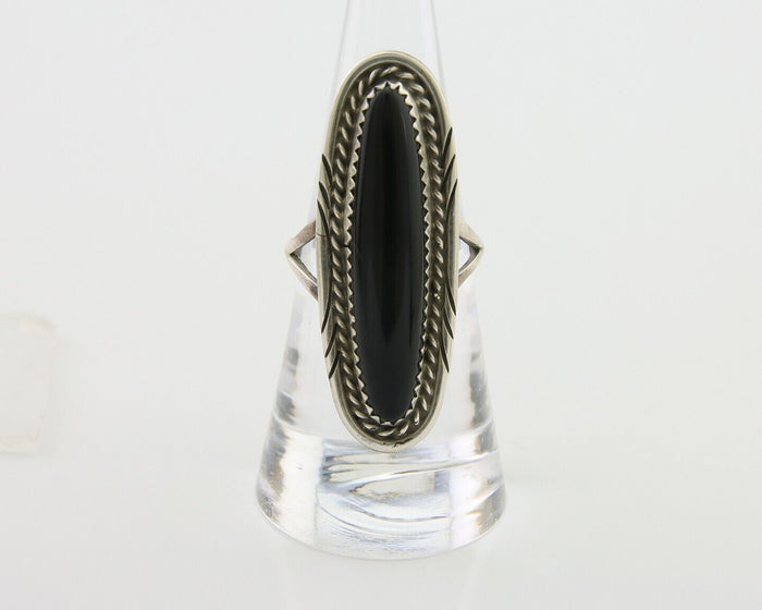 Navajo Handmade Ring 925 Silver Black Onyx Native American Artist C.80's