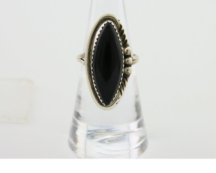 Navajo Handmade Ring 925 Silver Black Onyx Native American Artist C.80's