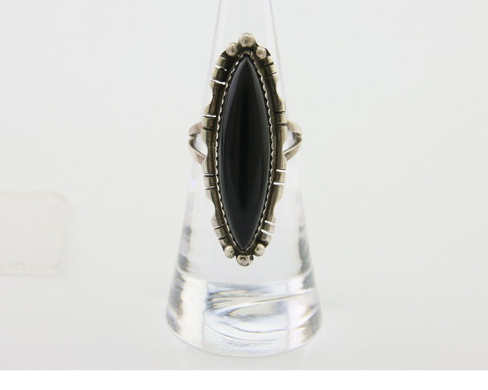 Navajo Handmade Ring 925 Silver Black Onyx Native American Artist C.80's