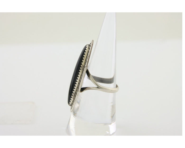 Navajo Handmade Ring 925 Silver Black Onyx Native American Artist C.80's
