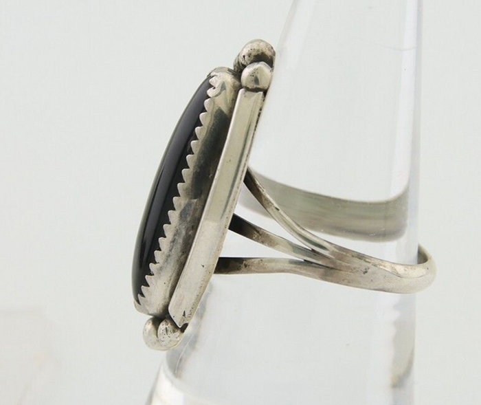 Navajo Handmade Ring 925 Silver Black Onyx Native American Artist C.80's