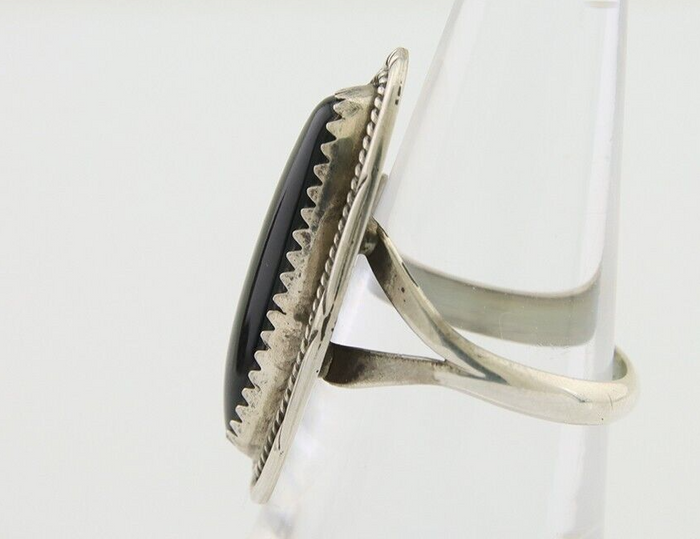 Navajo Handmade Ring 925 Silver Black Onyx Native American Artist C.80's