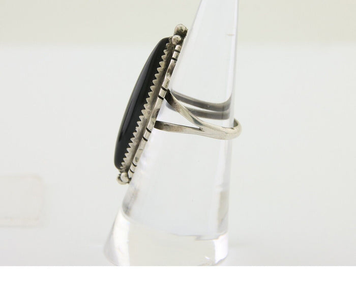 Navajo Handmade Ring 925 Silver Black Onyx Native American Artist C.80's