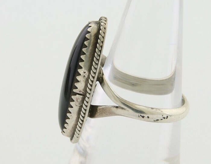 Navajo Handmade Ring 925 Silver Black Onyx Native American Artist C.80's