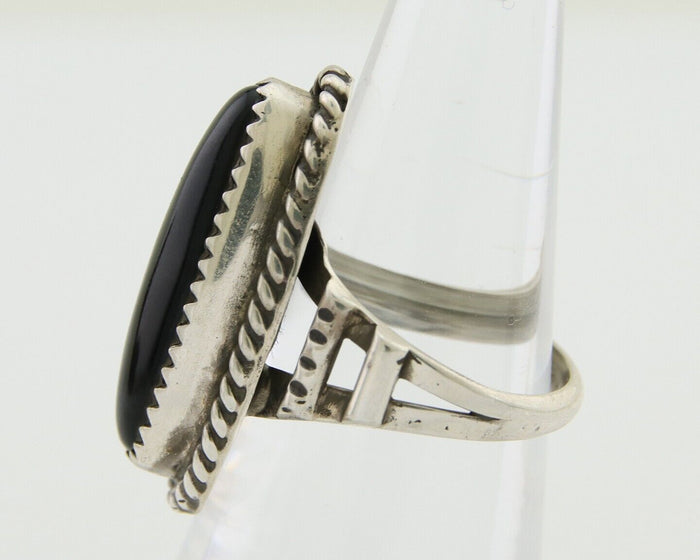 Navajo Handmade Ring 925 Silver Black Onyx Native American Artist C.80's