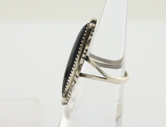 Navajo Handmade Ring 925 Silver Black Onyx Native American Artist C.80's