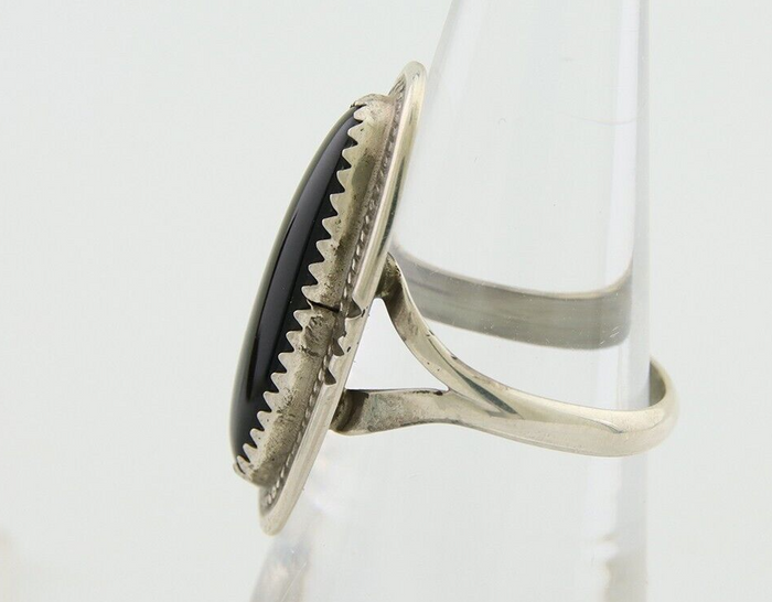 Navajo Handmade Ring 925 Silver Black Onyx Native American Artist C.80's