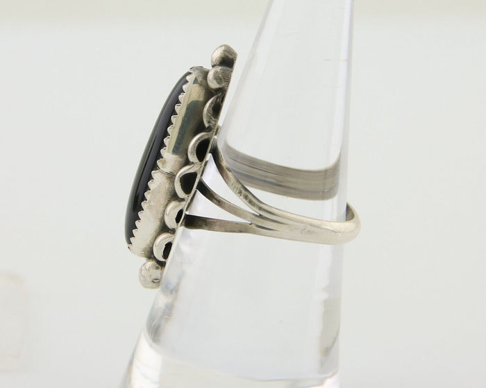 Navajo Handmade Ring 925 Silver Black Onyx Native American Artist C.80's