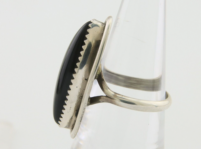 Navajo Handmade Ring 925 Silver Black Onyx Native American Artist C.80's