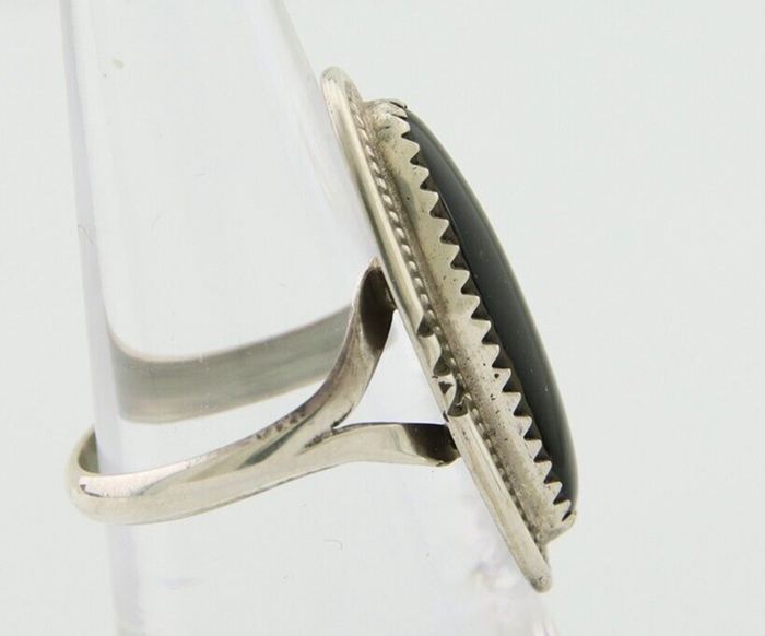 Navajo Handmade Ring 925 Silver Black Onyx Native American Artist C.80's