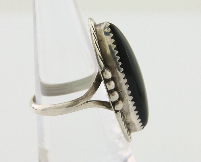 Navajo Handmade Ring 925 Silver Black Onyx Native American Artist C.80's