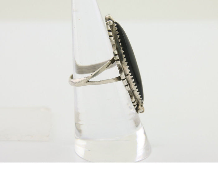 Navajo Handmade Ring 925 Silver Black Onyx Native American Artist C.80's