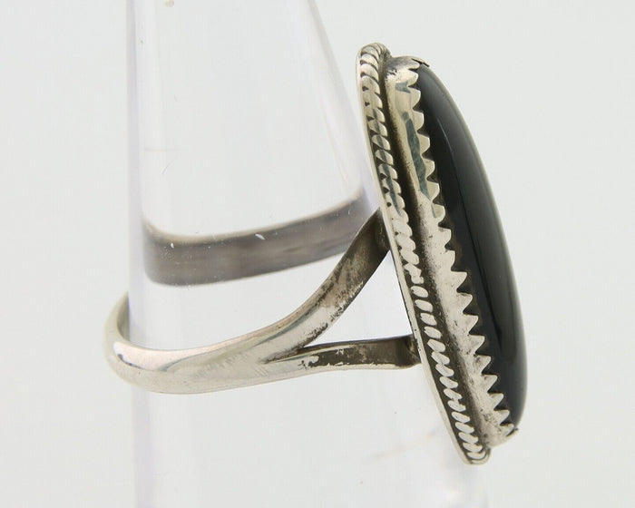 Navajo Handmade Ring 925 Silver Black Onyx Native American Artist C.80's