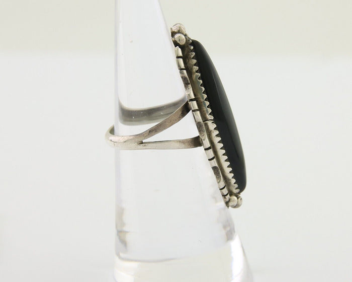 Navajo Handmade Ring 925 Silver Black Onyx Native American Artist C.80's
