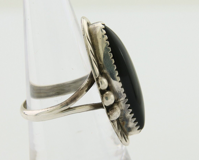 Navajo Handmade Ring 925 Silver Black Onyx Native American Artist C.80's