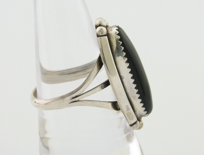 Navajo Handmade Ring 925 Silver Black Onyx Native American Artist C.80's