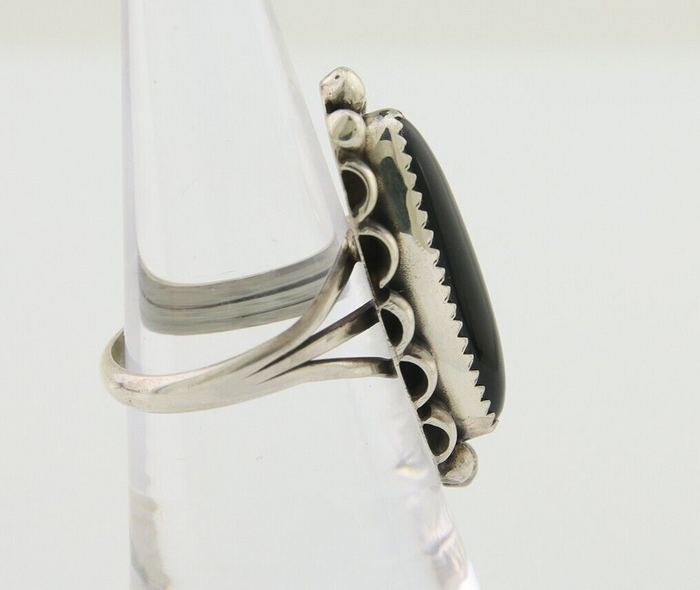 Navajo Handmade Ring 925 Silver Black Onyx Native American Artist C.80's